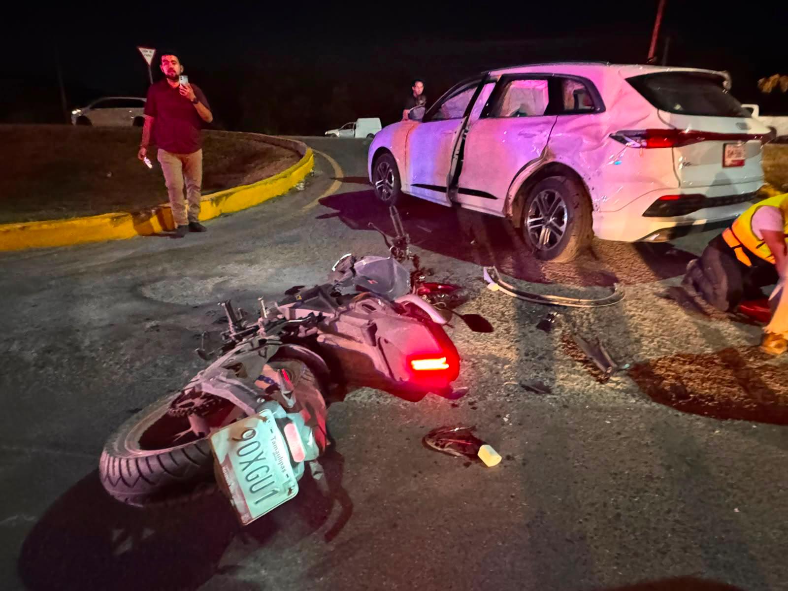 Accidente en libramiento Naciones Unidas deja motociclista lesionado en Victoria