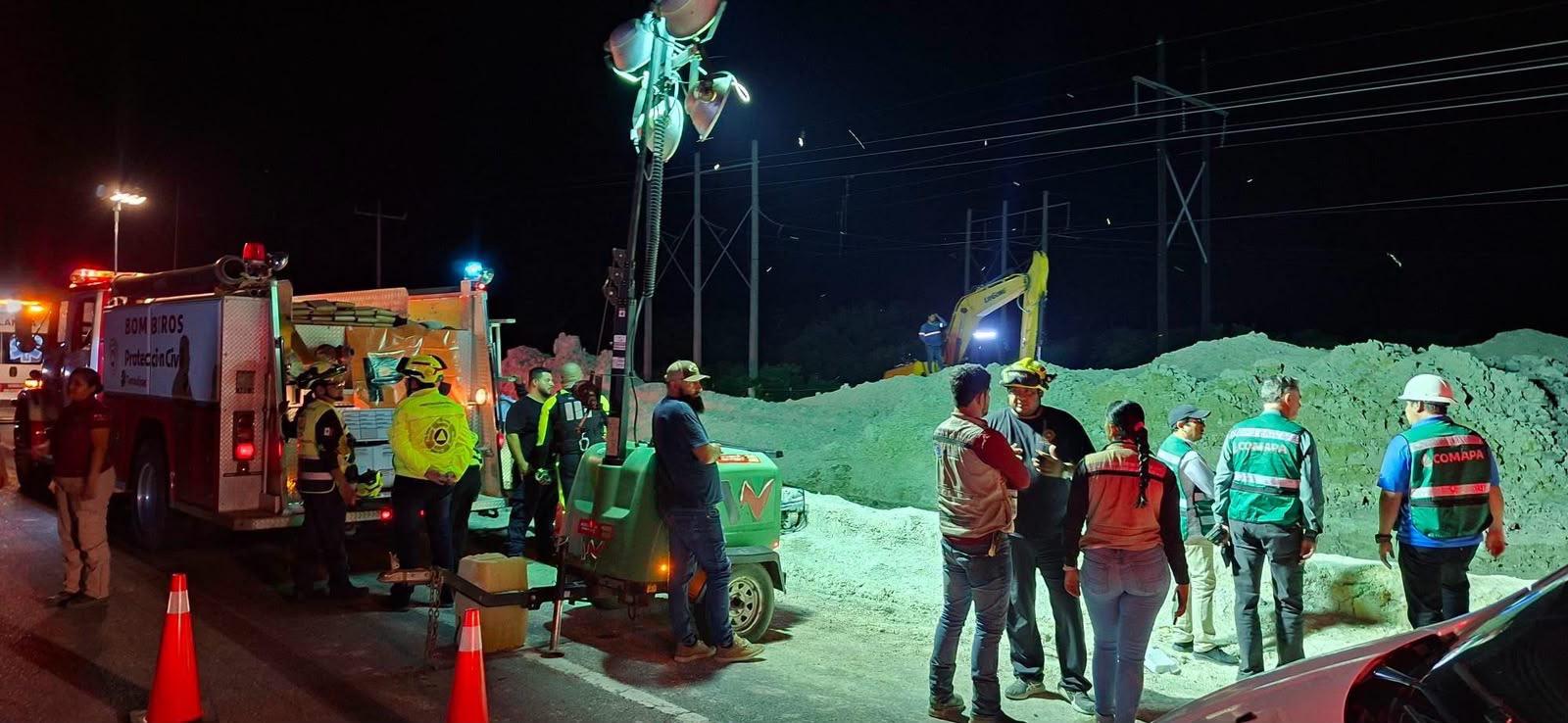 Operativo de búsqueda y rescate de trabajador desaparecido en construcción del acueducto Victoria, km 28 carretera Victoria–Casas