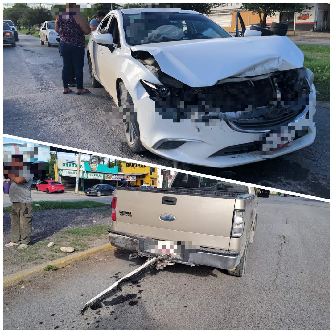Mujer lesionada tras choque entre Mazda y camioneta en avenida Carlos Adrián Avilés