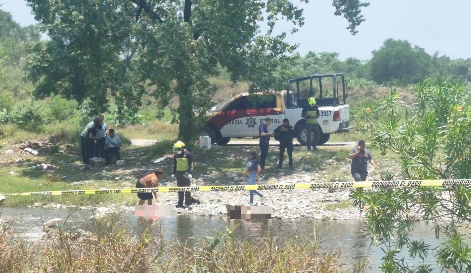 Zona del río Interejidal en Ciudad Victoria donde una familia ahogada fue hallada tras ser arrastrada por un remolino en el kilómetro 12