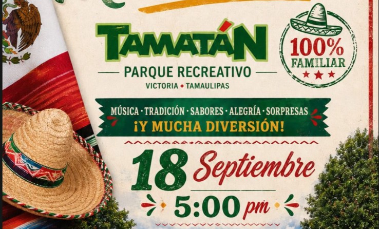 Parque Tamatán albergará Fiesta Mexicana el 18 de septiembre con acceso libre