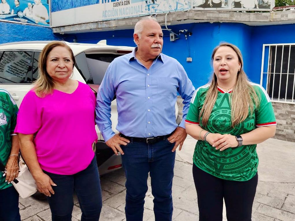 Gloria Garza y César Verástegui tras ganar la dirigencia del PAN Tamaulipas el 5 de julio de 2026