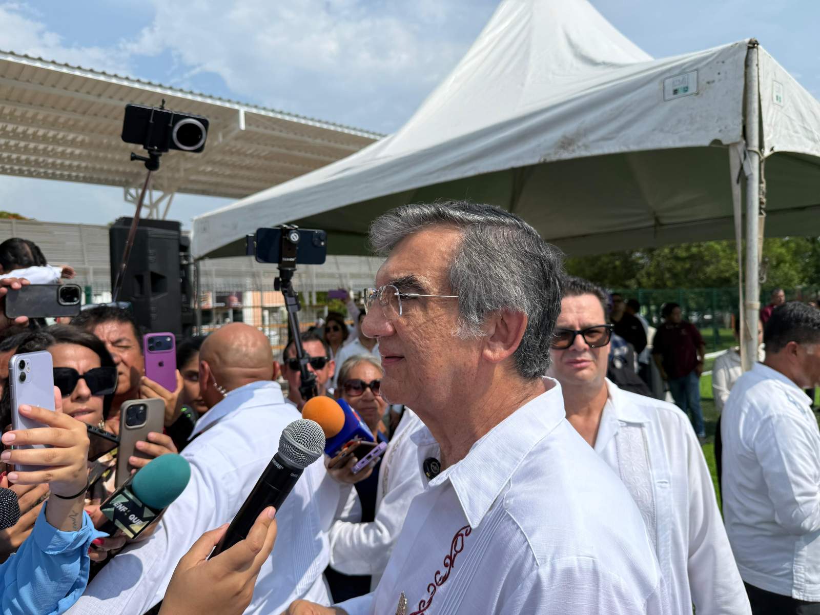 Gobernador de Tamaulipas Américo Villarreal Anaya en conferencia de prensa en Ciudad Victoria