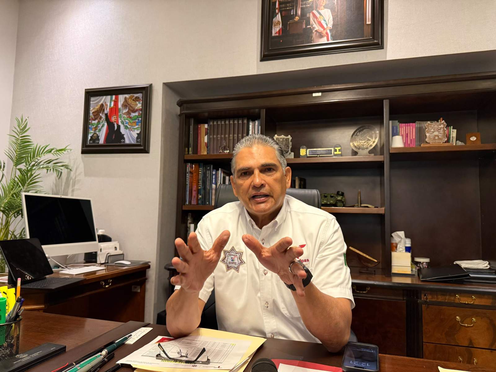 Carlos Arturo Pancardo Escudero, secretario de Seguridad Pública de Tamaulipas, informa sobre elementos de la Guardia Estatal sancionados en 2026