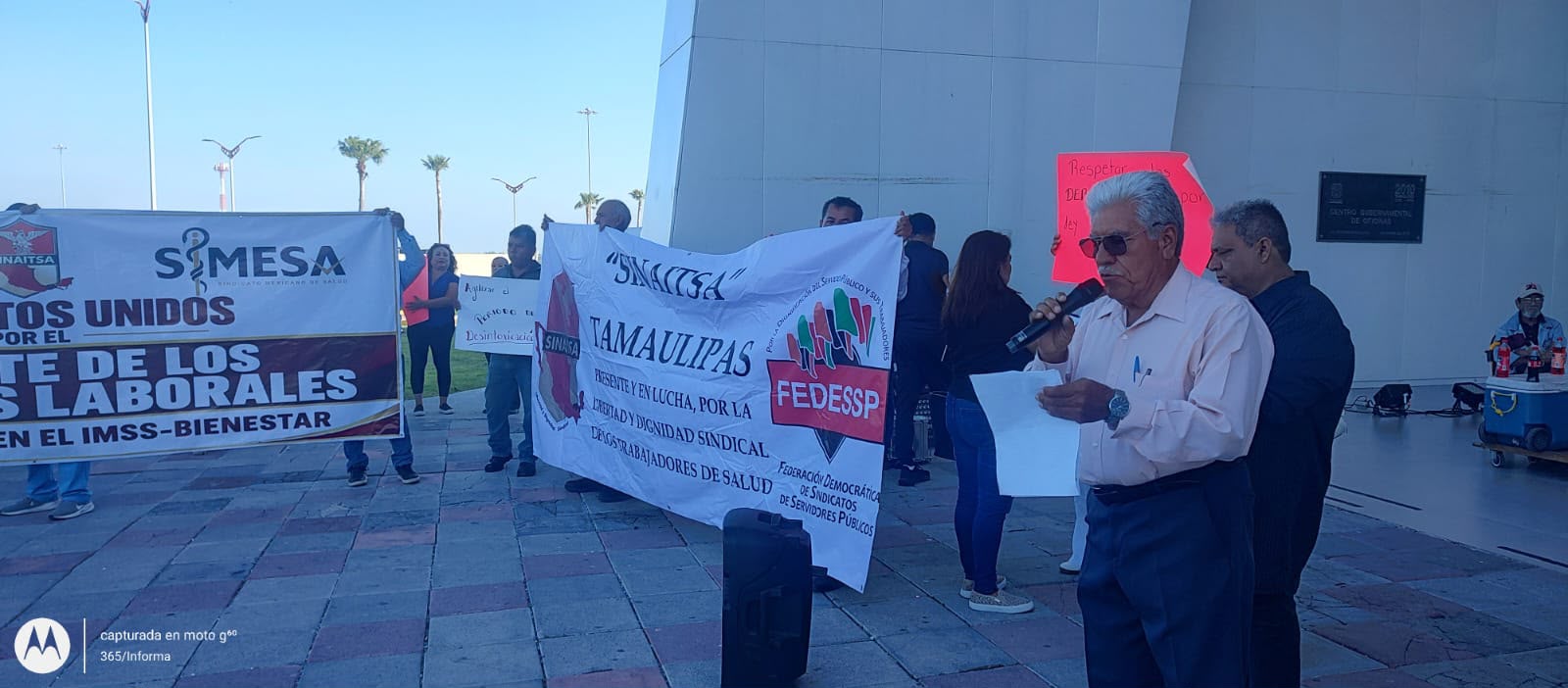 Trabajadores de Salud en Tamaulipas exigen igualdad laboral en protesta