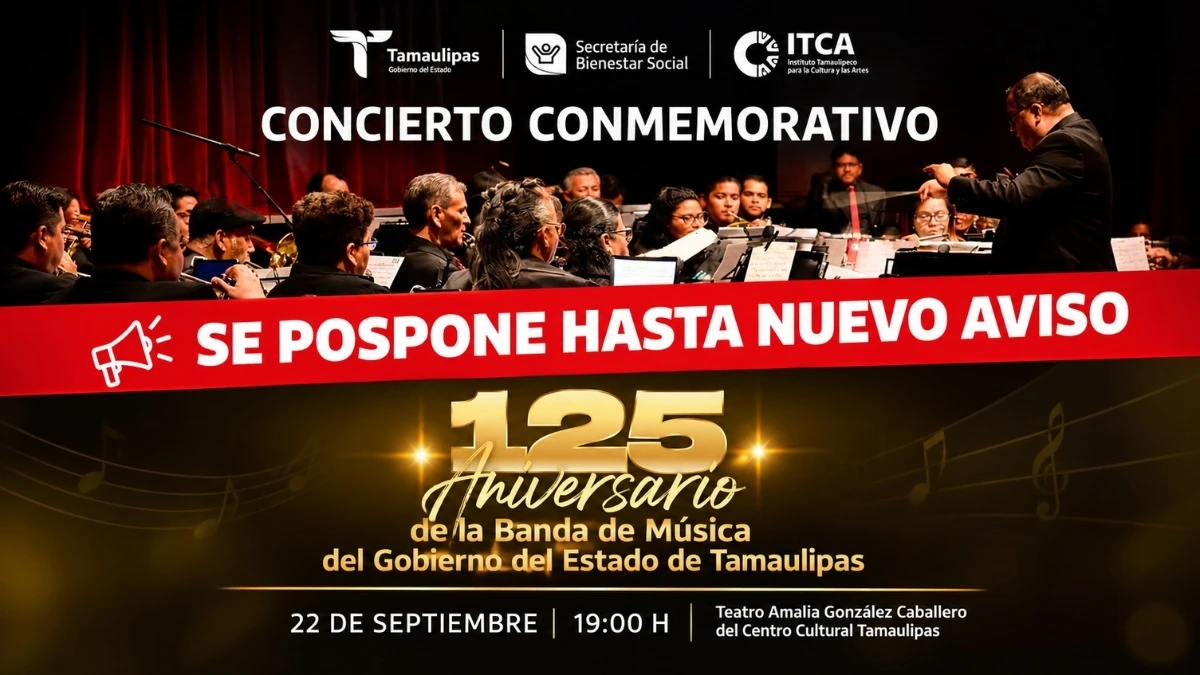 Posponen concierto por los 125 años de la Banda de Música de Tamaulipas en Victoria