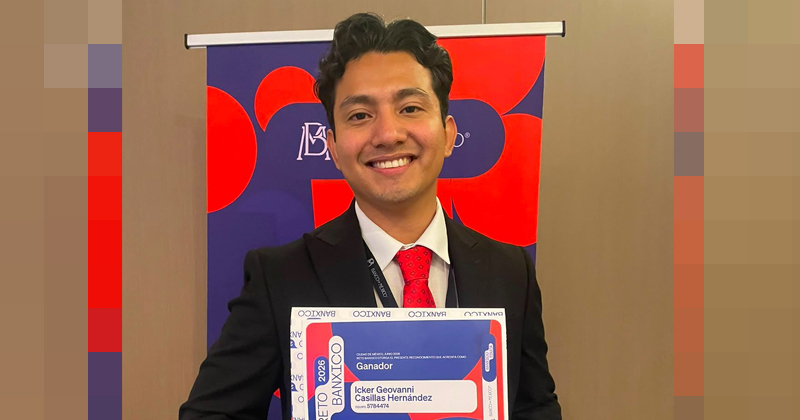 Icker Geovanni Casillas Hernández, estudiante de Ciudad Victoria ganador del Reto Banxico 2026 con la UANL