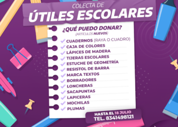 Invita DIF Victoria a la donación de útiles escolares para niñas y niños ensituación vulnerable.
